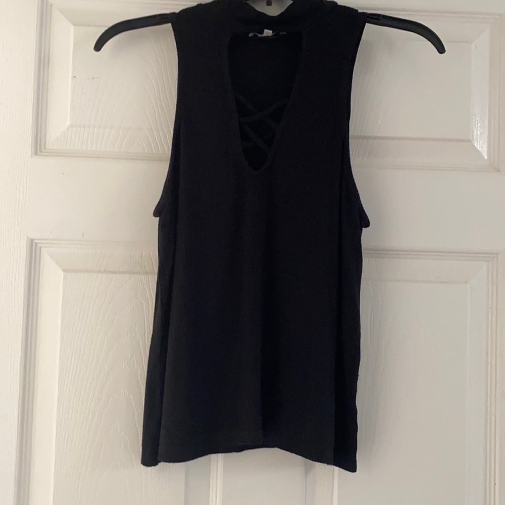 Cute black shirt with open chest and high neck